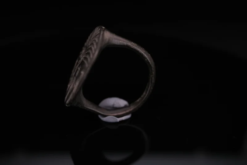 Bronze Signet Ring with Birds and Palm Tree - Image 3