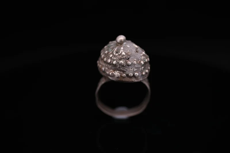 Silver Ring with Domed Granulated Bezel
