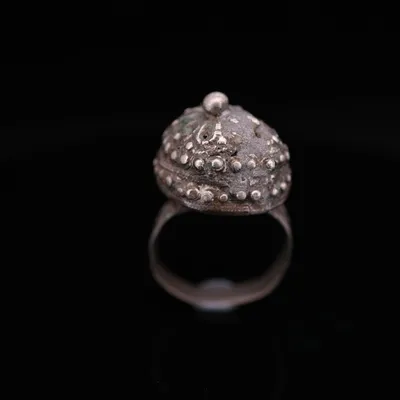 Silver Ring with Domed Granulated Bezel