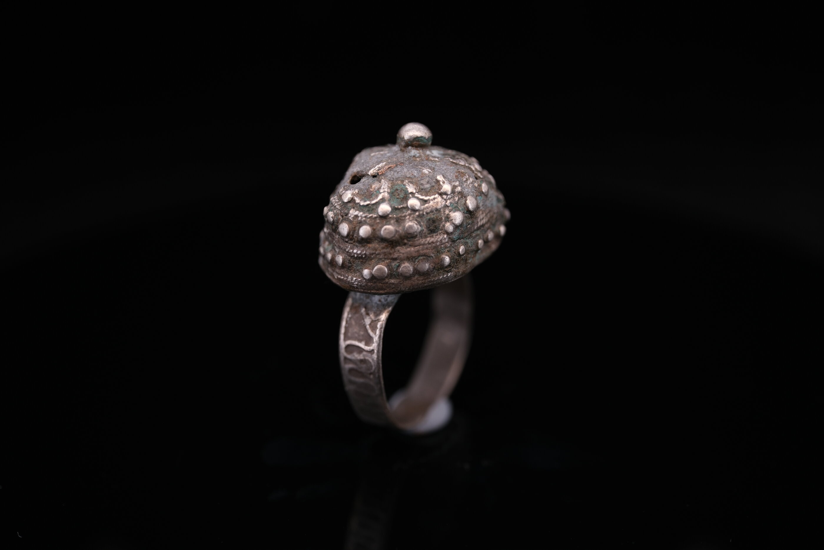 Silver Ring with Domed Granulated Bezel - Image 2